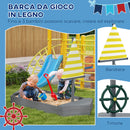 Sabbiera per Bambini 3-8 Anni a forma di Barca 190x90x138 cm in Legno di Abete e Poliestere