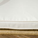 Set Salotto da Giardino con Divanetto e 2 Poltrone con Cuscini e Tavolino in Rattan PE Giallo