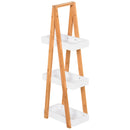 Scaffale Bagno 3 Ripiani 30x18x81 cm in MDF e Bambù Legno e Grigio