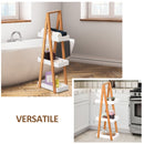 Scaffale Bagno 3 Ripiani 30x18x81 cm in MDF e Bambù Legno e Grigio