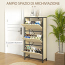 Scarpiera Slim con 3 Cassetti per 18 Paia di Scarpe 60x24x124 cm Ripiani Regolabili Rovere