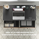 Scrivania da Ufficio Moderna con 2 Cassetti 106x50x77 cm in Acciaio e MDF Nero e Rovere