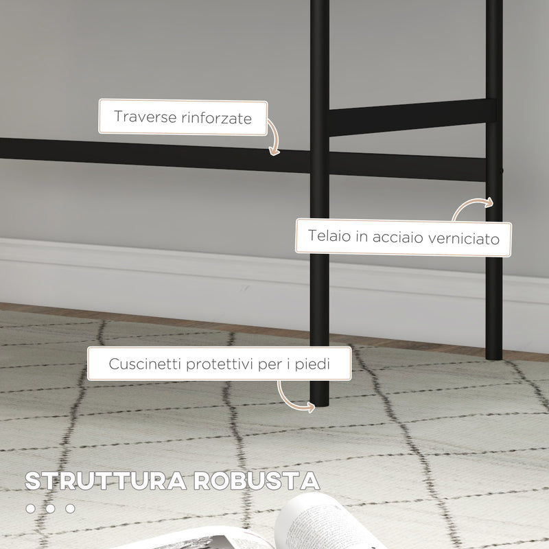 Scrivania da Ufficio Moderna con 2 Cassetti 106x50x77 cm in Acciaio e MDF Nero e Rovere