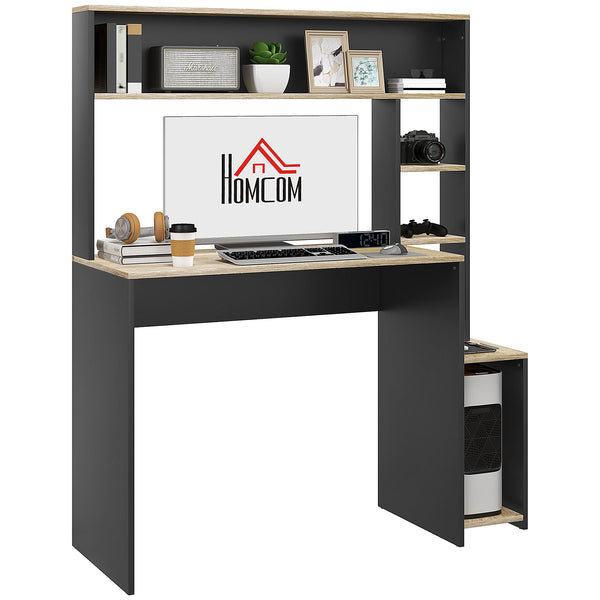 online Scrivania Moderna con Ripiani e Supporto per CPU 114x45x138 cm in Legno Grigio e Legno Naturale