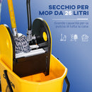 Secchio Lavapavimenti Professionale con Strizzatore Manuale 44x36x90 cm 4 Ruote e Maniglia in Metallo Giallo
