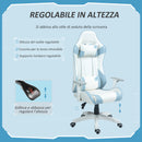 Sedia da Gaming Reclinabile 135° con Poggiatesta e Supporto Lombare 67x60x120-128 cm in Similpelle Azzurro