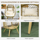 Sedia da Giardino a Uovo con Seduta Imbottita e Poggiatesta 88x85x143 cm in Rattan PE e Acciaio 