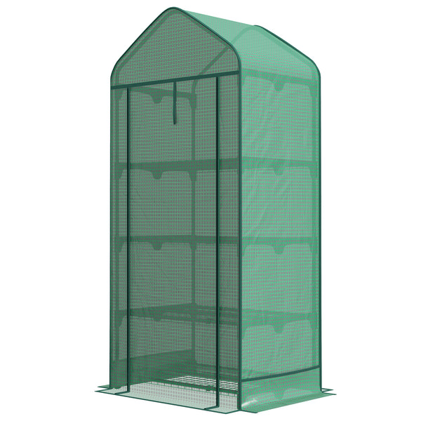 online Serra per Piante a 4 Ripiani con Porta Avvolgibile 69x49x158 cm in Metallo e PE Verde Scuro
