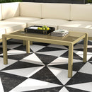 Set Salotto da Giardino Divano Angolare Poltrona e Tavolino da Caffè in Alluminio Oro e Bianco Crema