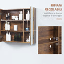 Specchiera Bagno con Luci LED Regolabili 70x15x65 cm 2 Ante e Mensola Regolabile Marrone