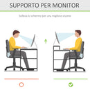 Supporto Monitor con Spazio per Mouse e Tastiera e Ripiano con Cubo Portaoggetti 49x25,5x11,5 cm in Bambù 