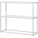 Tavolo Consolle da Ingresso con Ripiano Aperto 100x30x87 cm in Acciaio e Truciolato Bianco