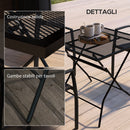 Tavolo da Giardino Pieghevole Quadrato 80x80x74 cm con Piano a Rete in Acciaio Nero