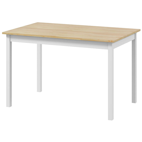 acquista Tavolo da Pranzo 4 Posti con Piedini Antiscivolo 120x75x75 cm in Legno di Pino Naturale e Bianco