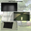 Tenda da Campeggio 4 Posti Impermeabile con Zona Notte e Zona Giorno 460x300x200 cm in Poliestere Verde