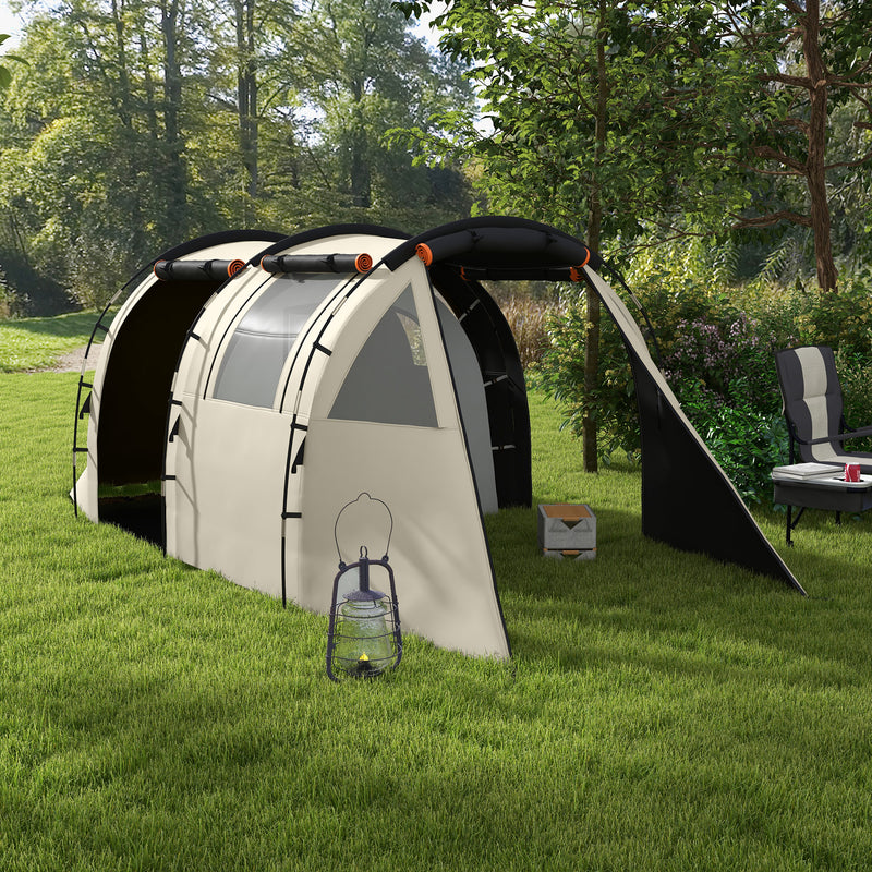 Tenda da Campeggio 4-5 Persone con Copertura Oscurante 460x230x180 cm Impermeabile con Borsa di Trasporto in Poliestere Kaki