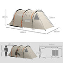 Tenda da Campeggio 4-5 Persone con Copertura Oscurante 460x230x180 cm Impermeabile con Borsa di Trasporto in Poliestere Kaki