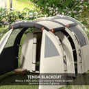 Tenda da Campeggio 4-5 Persone con Copertura Oscurante 460x230x180 cm Impermeabile con Borsa di Trasporto in Poliestere Kaki