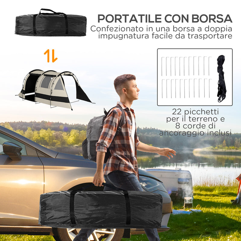 Tenda da Campeggio 4-5 Persone con Copertura Oscurante 460x230x180 cm Impermeabile con Borsa di Trasporto in Poliestere Kaki