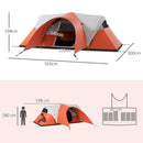 Tenda da Campeggio 5-6 Posti con Portico 550x300x198 cm Impermeabile con Borsa di Trasporto in Poliestere Arancione