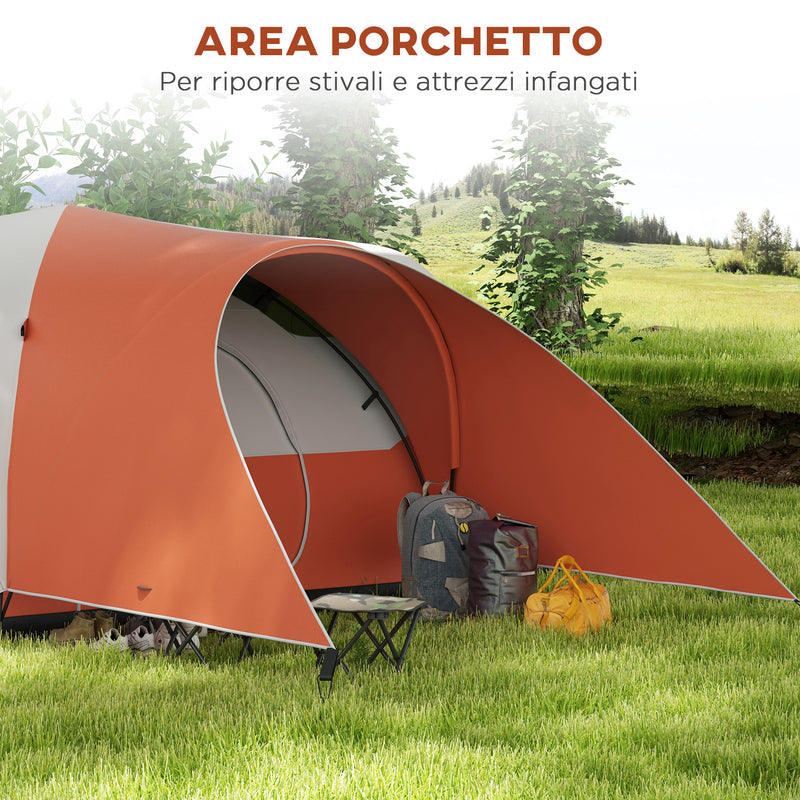 Tenda da Campeggio 5-6 Posti con Portico 550x300x198 cm Impermeabile con Borsa di Trasporto in Poliestere Arancione