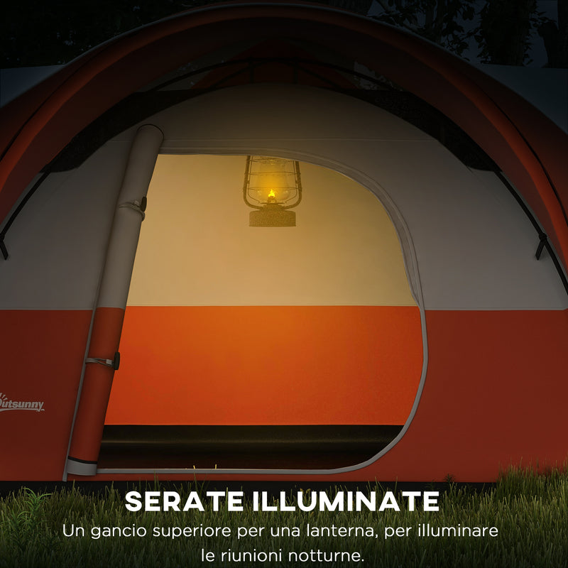 Tenda da Campeggio 5-6 Posti con Portico 550x300x198 cm Impermeabile con Borsa di Trasporto in Poliestere Arancione