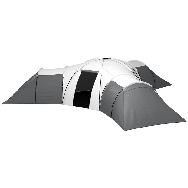 Tenda da Campeggio 6 Posti Impermeabile con 3 Aree Notte Soggiorno e Portico in tessuto Oxford Grigio acquista