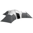 Tenda da Campeggio 6 Posti Impermeabile con 3 Aree Notte Soggiorno e Portico in tessuto Oxford Grigio