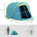 Tenda da Campeggio Pop Up Impermeabile con Accessori e Borsa di Trasporto 245x148x105 cm in Poliestere Blu
