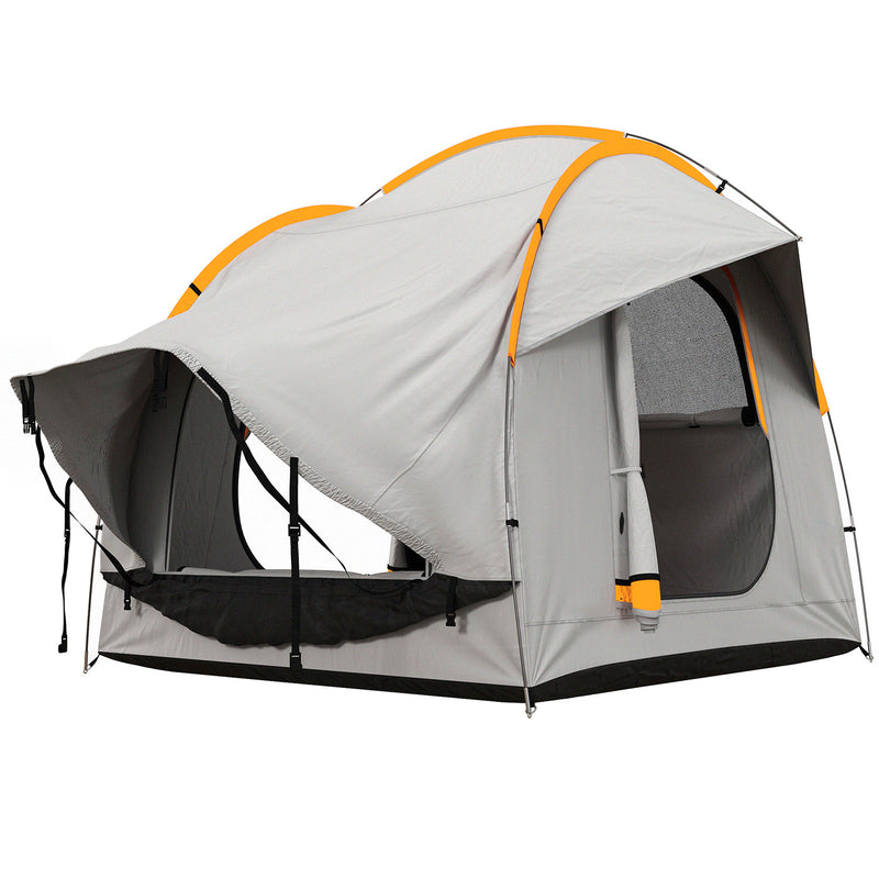Tenda per Auto Impermeabile a 3 Porte in Poliestere 239x210x210 cm PE e Fibra di Vetro Grigio e Arancione