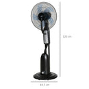 Ventilatore Nebulizzatore 90W a 4 Ruote con Serbatoio 2.8L e 4 Velocità 44,5x38,5x120 cm in Metallo PE e ABS Nero