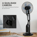 Ventilatore Nebulizzatore 90W a 4 Ruote con Serbatoio 2.8L e 4 Velocità 44,5x38,5x120 cm in Metallo PE e ABS Nero