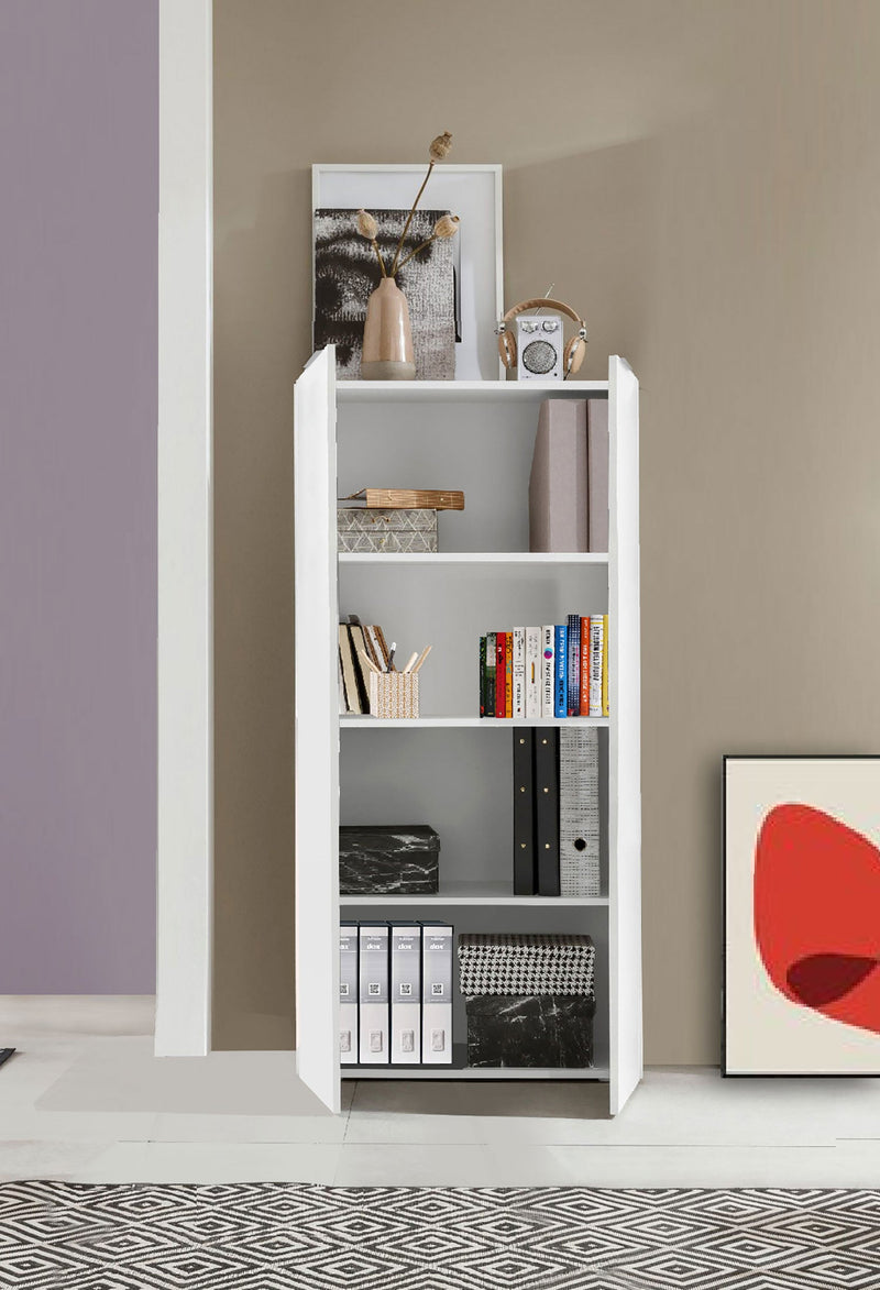 Armadio Libreria Doppia Anta 70x35x140 cm Dalia Bianco Lucido  
