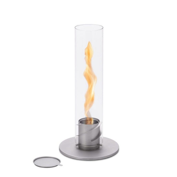 acquista Ø9x40,5 cm Bioethanol Tischlampe aus grauem Edelstahl
