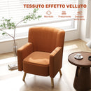 Poltrona Moderna da Camera 70x76x92 cm in Tessuto Effetto Velluto Marrone 