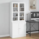 Mobile Libreria Chiusa 76x40x178,5 cm con Vetrina e Armadietto Inferiore in MDF Bianco  