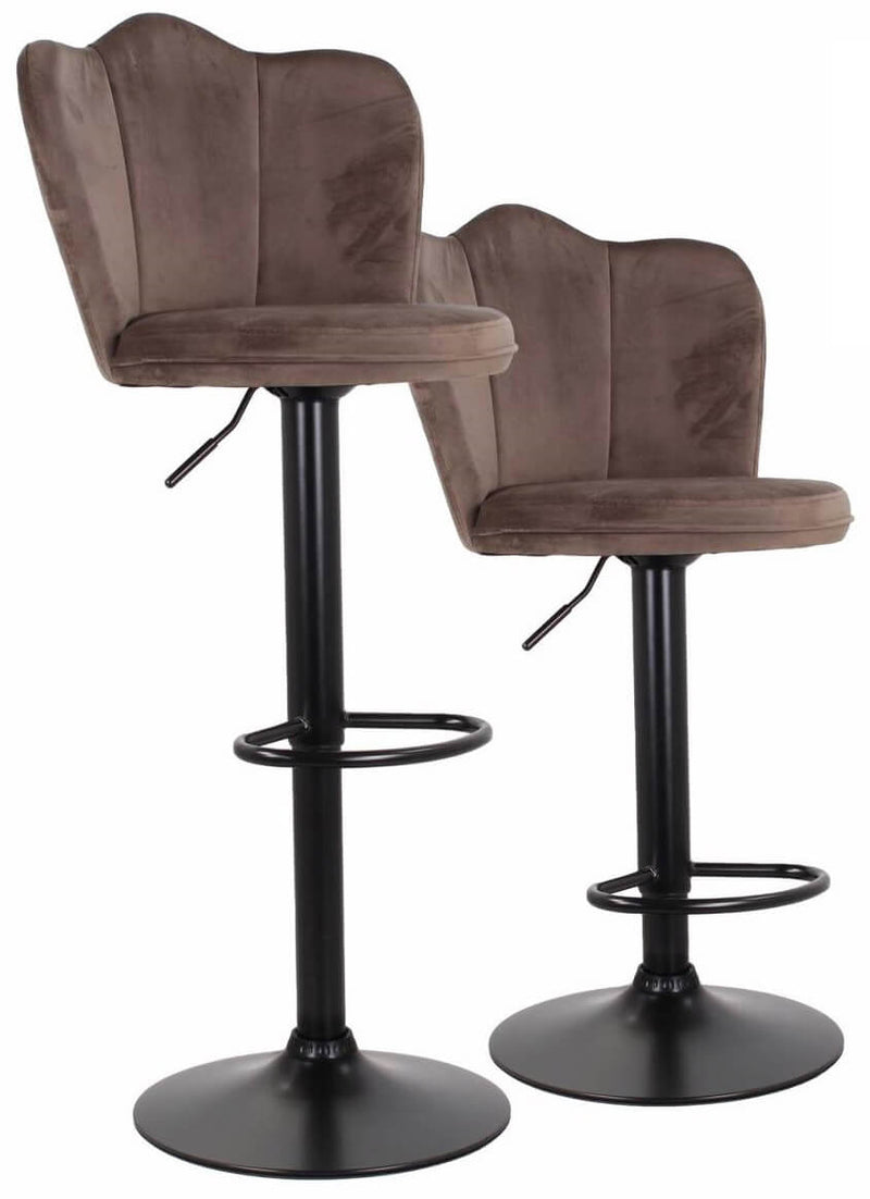 Set 2 Sgabelli 38x38x60/80 cm in Velluto Base Nera Grigio