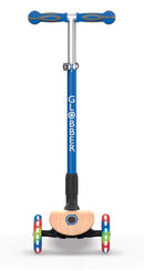 Monopattino 3 Ruote a LED Pieghevole 3 Altezze Max 50 Kg Globber Primo Foldable Wood Blu