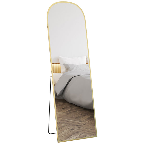 Specchio a Figura Intera da Terra 50x161,5 cm in Lega di Alluminio con Supporto Pieghevole Oro online