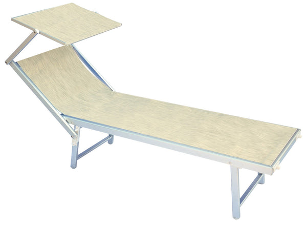 Garten-Sonnenliege 184 x 67 x 39 cm in sandfarbenem Aluminium sconto