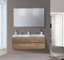 Mobile da Bagno Sospeso 120cm Mazzoni Maiorca Light Doppia Vasca Noce Chiaro Frassinato