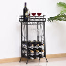 Cantinetta Portabottiglie con Portacalici 28,5x46x77,5 cm in Ferro Battuto  Nera