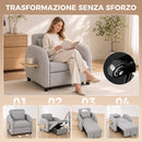 Poltrona Letto 3 in 1 Estraibile con Schienale Regolabile e Tavolino Laterale Letto 60x181 cm in Tessuto Effetto Lino Grigio      