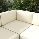 Set Salotto da Giardino Divano Angolare Poltrona e Tavolino da Caffè in Alluminio Oro e Bianco Crema