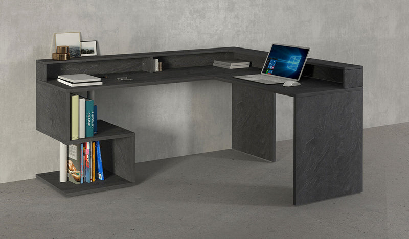 Scrivania Angolare a Giorno 181x160x60x92,5h cm Esse Report Grigio  