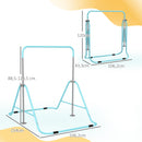 Sbarra Ginnastica Artistica per Bambini 3+ Anni 154x106,2x88,5-128,5A cm con Altezze Regolabili in 5 Posizioni in Acciaio Verde      