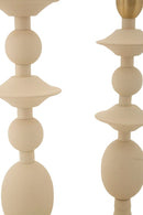 Porta Candele Gemini Crema Set 2 Pz Ø10x33 cm - Ø10x29 cm in Ferro Crema e Oro      