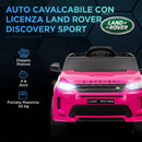 Macchina Elettrica Bambini 106x65,5x51 cm Licenza Land Rover Discovery con Fari Clacson e Cintura in Plastica e Metallo Rosa      