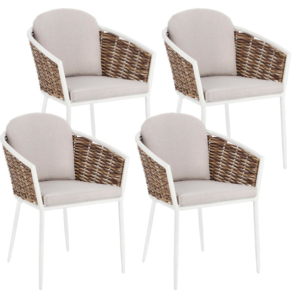 Set 4 Sedie 63x63x79,5h cm con Braccioli e Cuscini Maribela Bianco prezzo