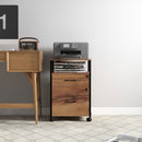 Cassettiera da Ufficio 44x40x66,5 cm con 2 Cassetti con Serratura Ruote Struttura in Acciaio Marrone Rustico      